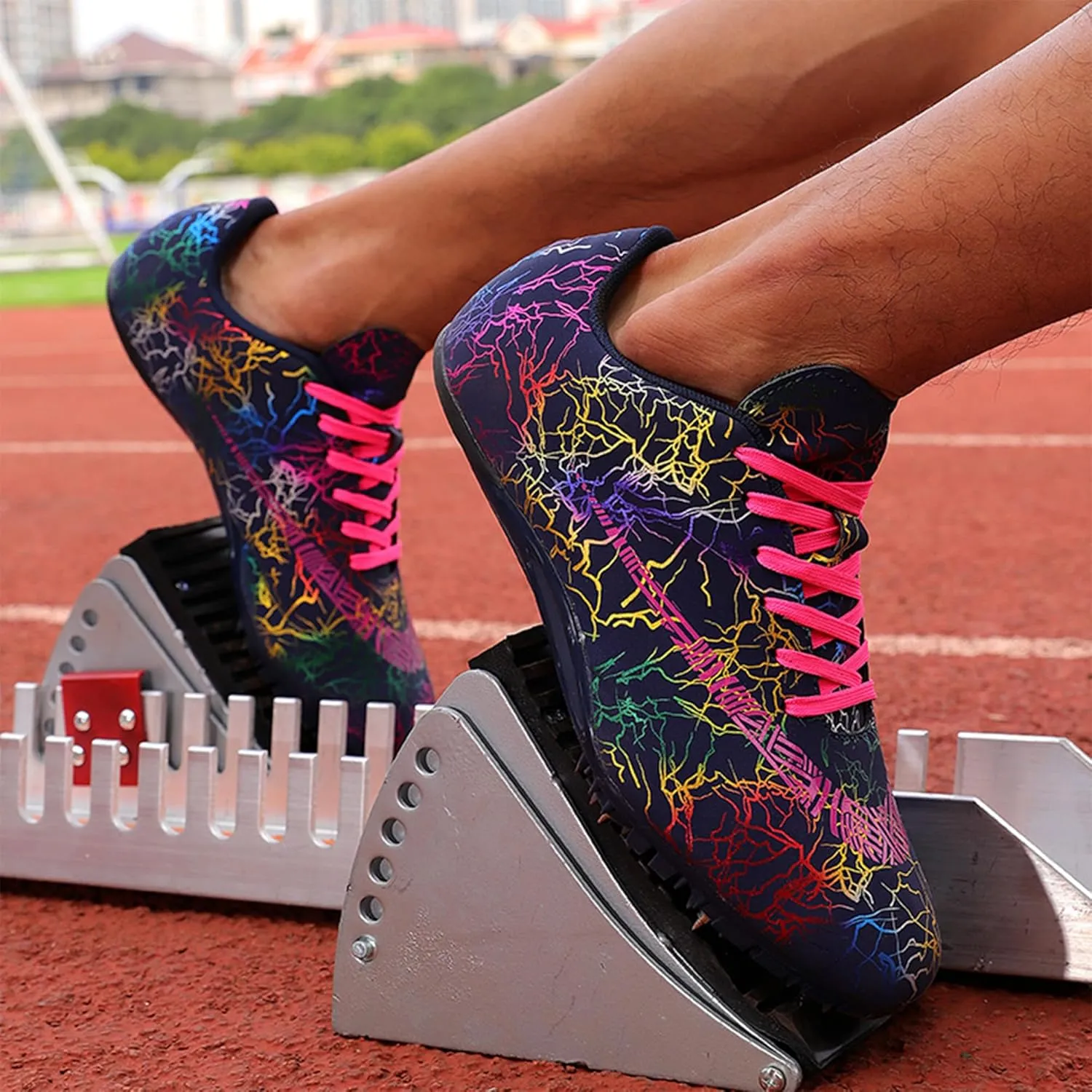 UYO Men's Track Shoes Spikes Sprint Sneakers Athletic Race Jumping Breathable Training Lightweight Track Cleats for Men