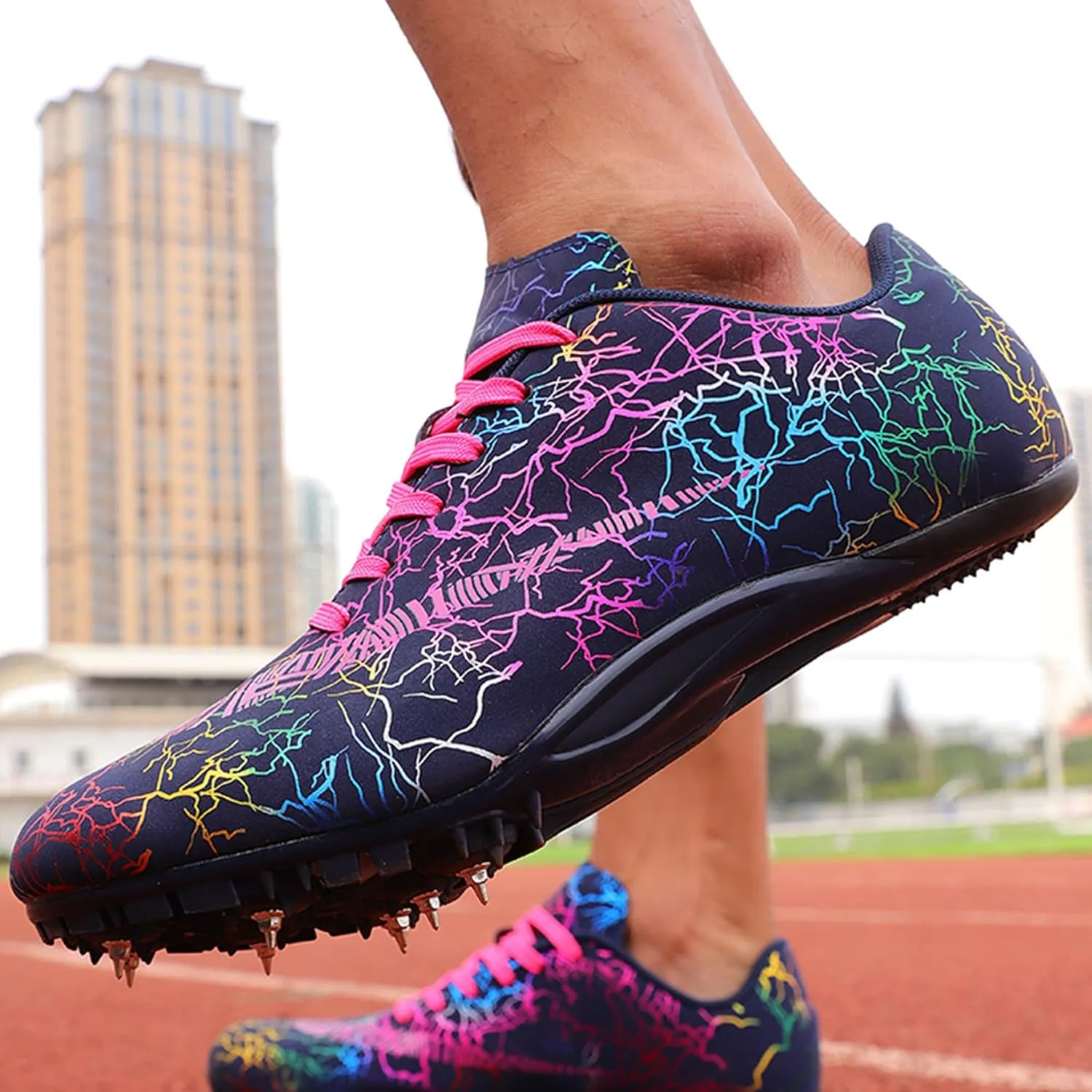 UYO Men's Track Shoes Spikes Sprint Sneakers Athletic Race Jumping Breathable Training Lightweight Track Cleats for Men