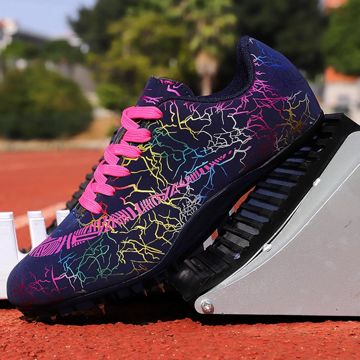 UYO Men's Track Shoes Spikes Sprint Sneakers Athletic Race Jumping Breathable Training Lightweight Track Cleats for Men