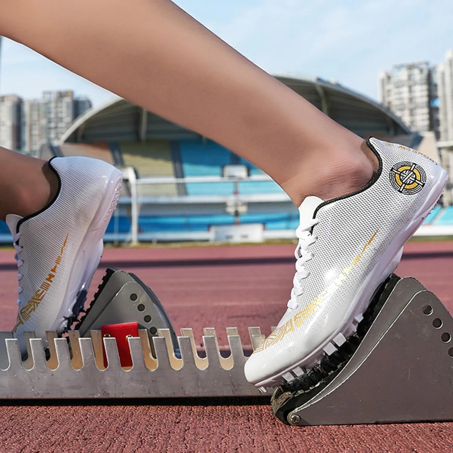 UYO Men's Track Shoes Spikes Sprint Sneakers Athletic Race Jumping Breathable Training Lightweight Track Cleats for Men