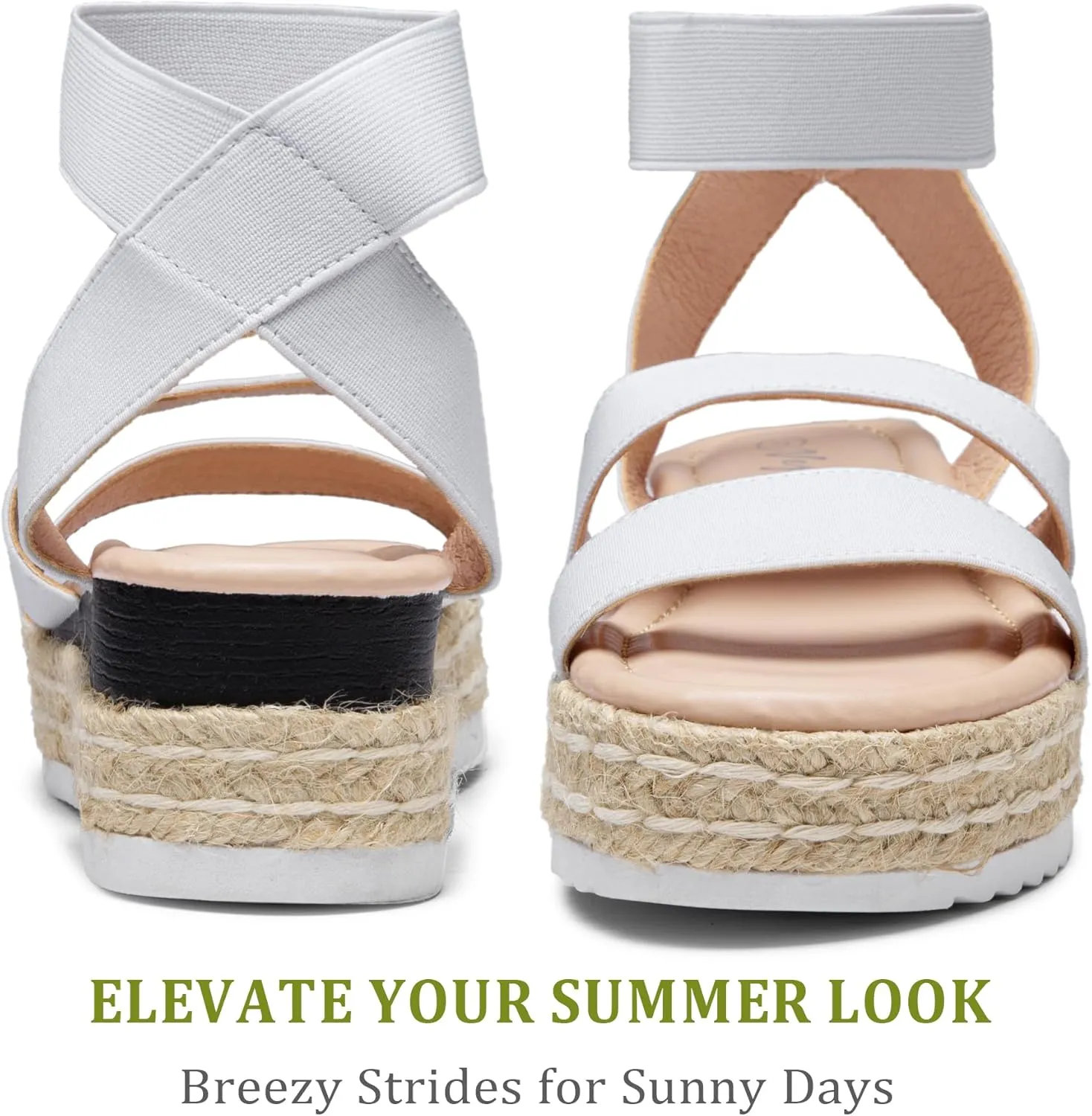 Vepose Women's 876 Cute Platform Wedge Sandals Open Toe, Espadrilles Sandals with Double Elastic Strap