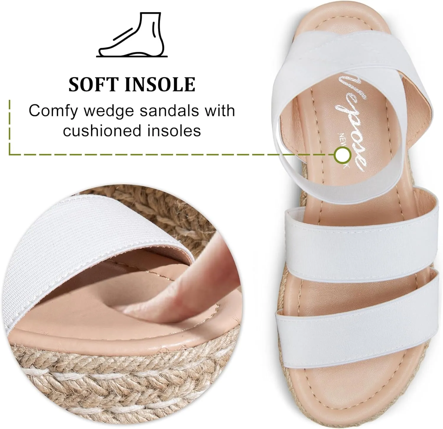 Vepose Women's 876 Cute Platform Wedge Sandals Open Toe, Espadrilles Sandals with Double Elastic Strap