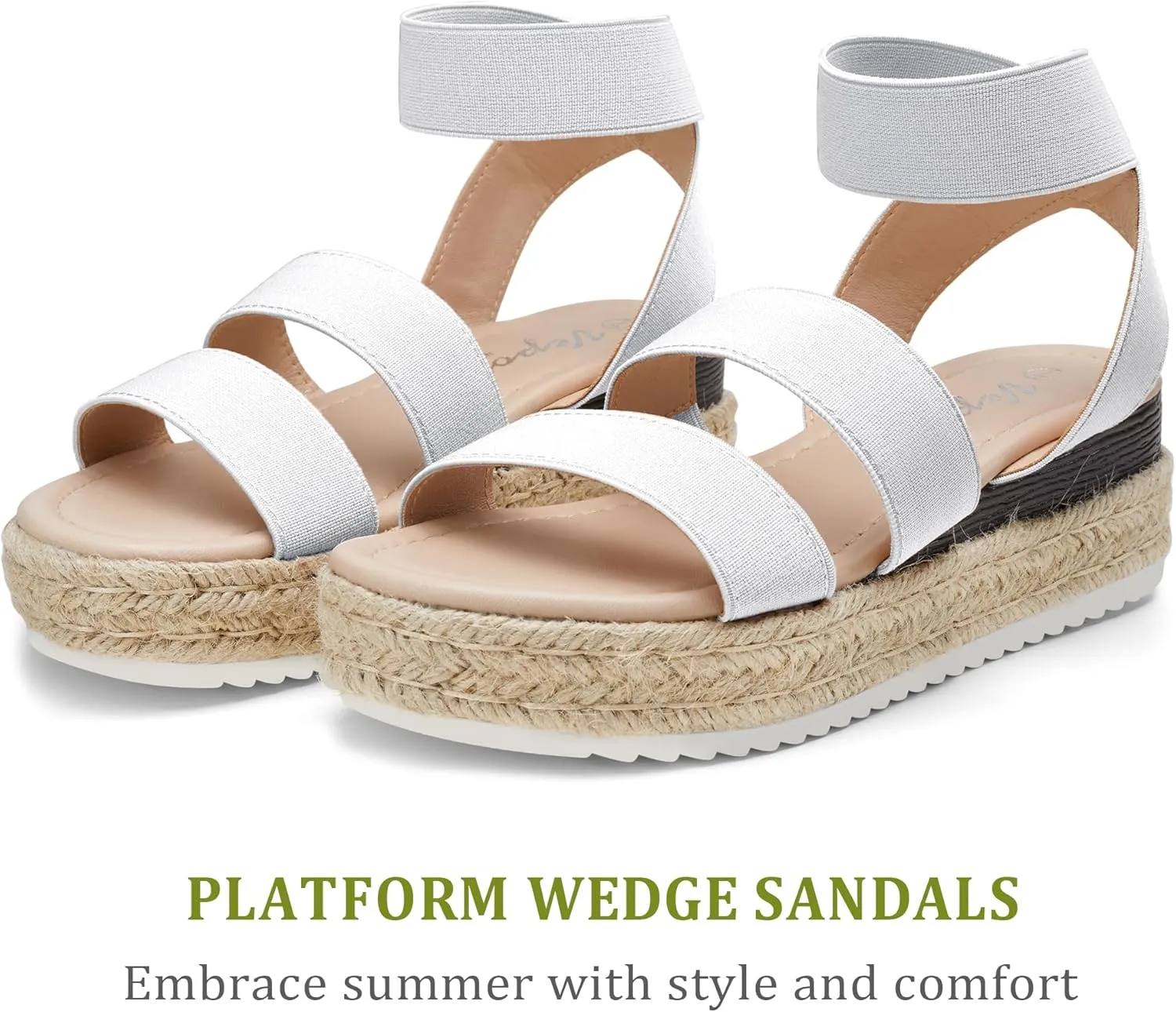 Vepose Women's 876 Cute Platform Wedge Sandals Open Toe, Espadrilles Sandals with Double Elastic Strap
