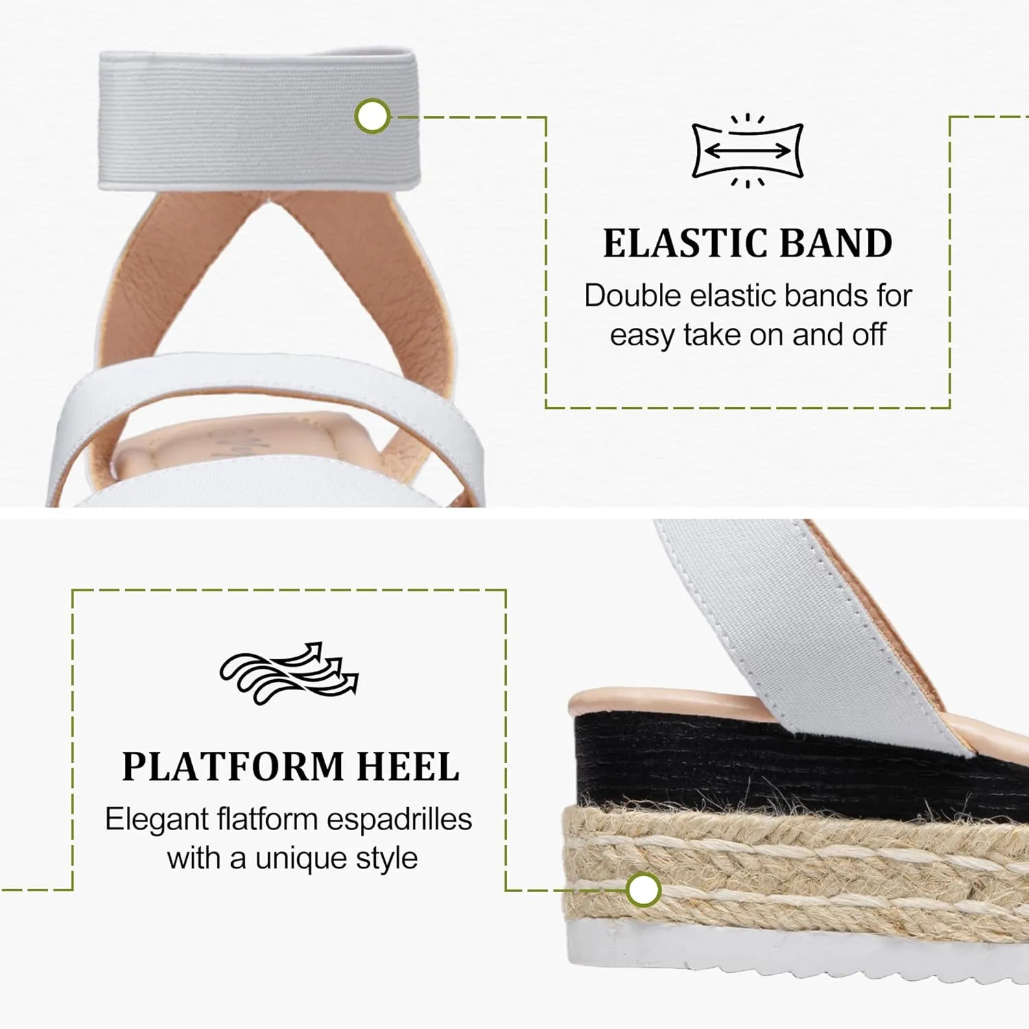 Vepose Women's 876 Cute Platform Wedge Sandals Open Toe, Espadrilles Sandals with Double Elastic Strap