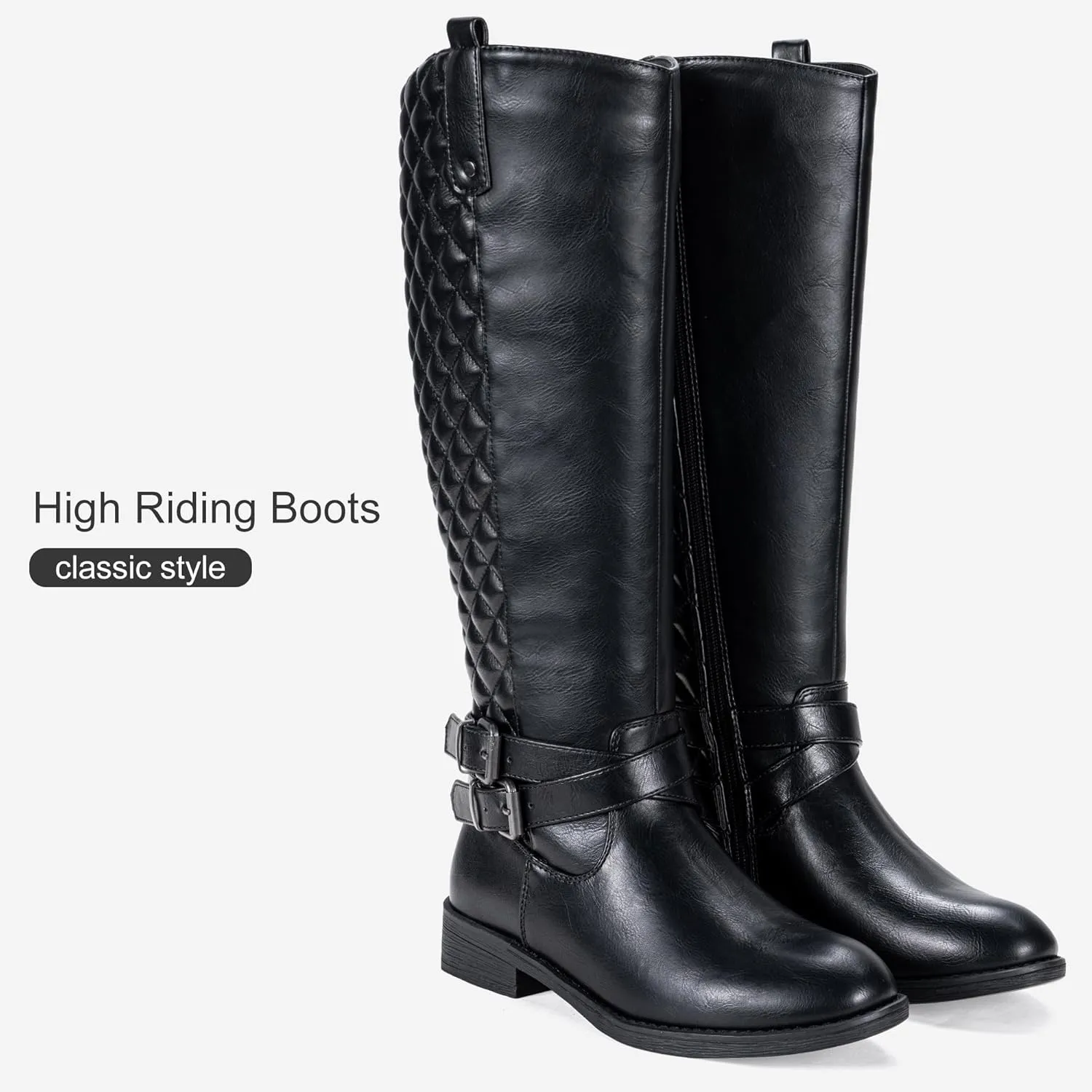 Vepose Women's 949 Knee High Boots,Tall Riding Boots Low Heel with Wide Calf