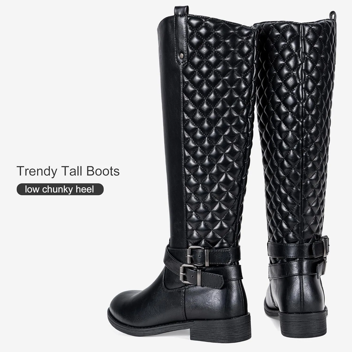 Vepose Women's 949 Knee High Boots,Tall Riding Boots Low Heel with Wide Calf