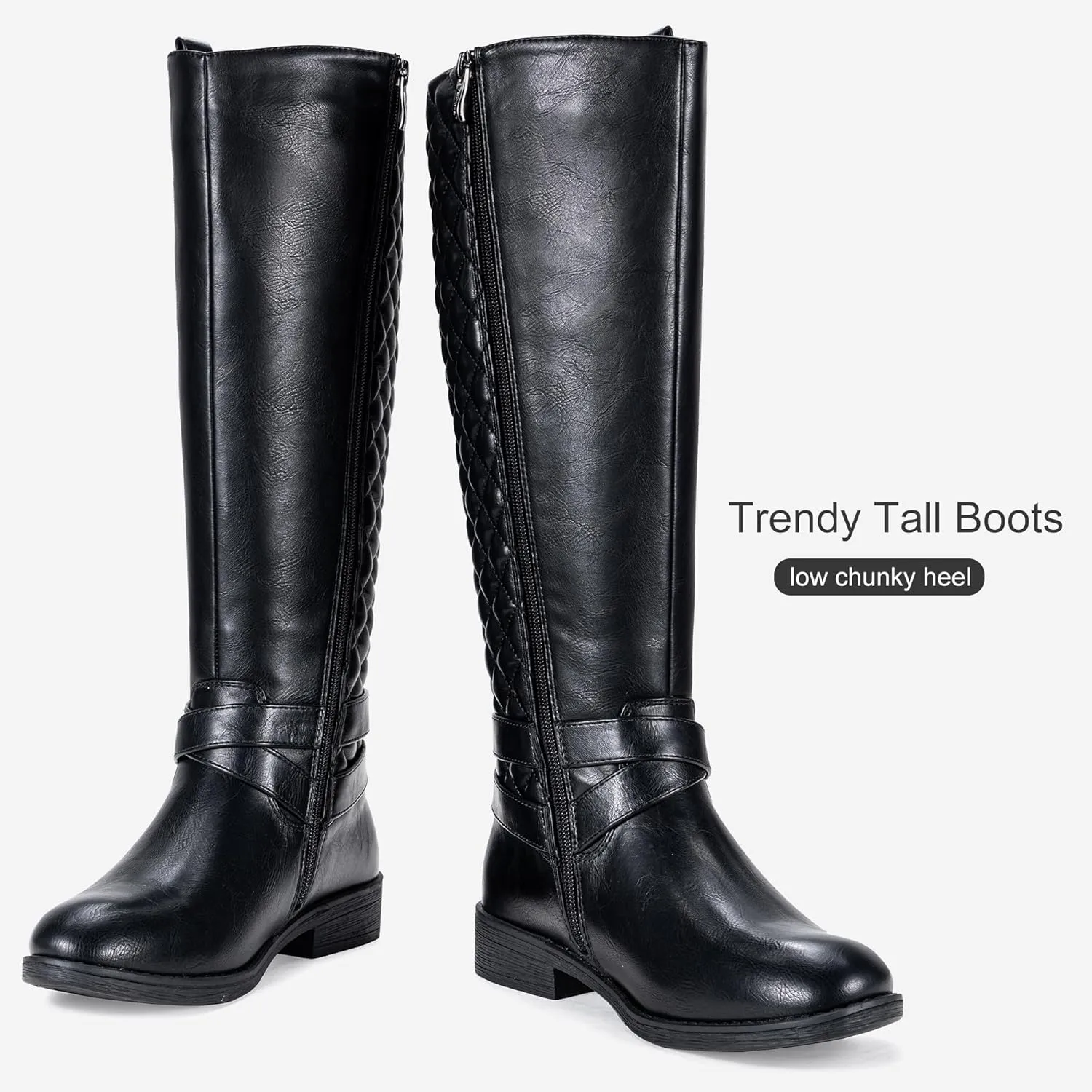 Vepose Women's 949 Knee High Boots,Tall Riding Boots Low Heel with Wide Calf