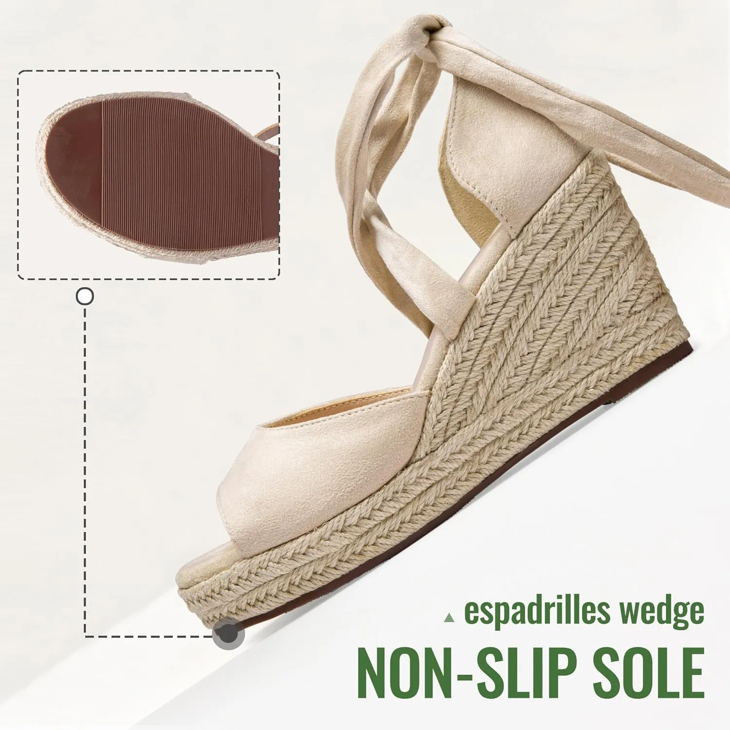 Vepose Women's Platform Wedge Sandals Rome Espadrilles Open Toe High Heel Sandals for Women with Lace-Up