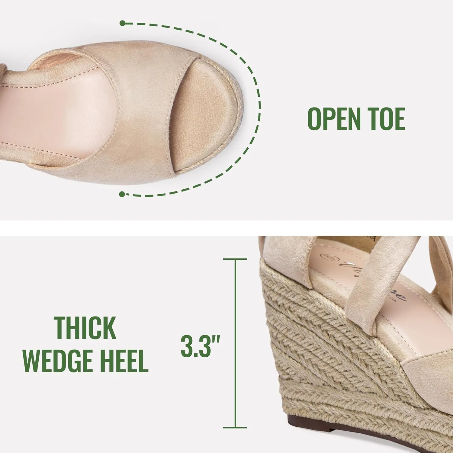Vepose Women's Platform Wedge Sandals Rome Espadrilles Open Toe High Heel Sandals for Women with Lace-Up