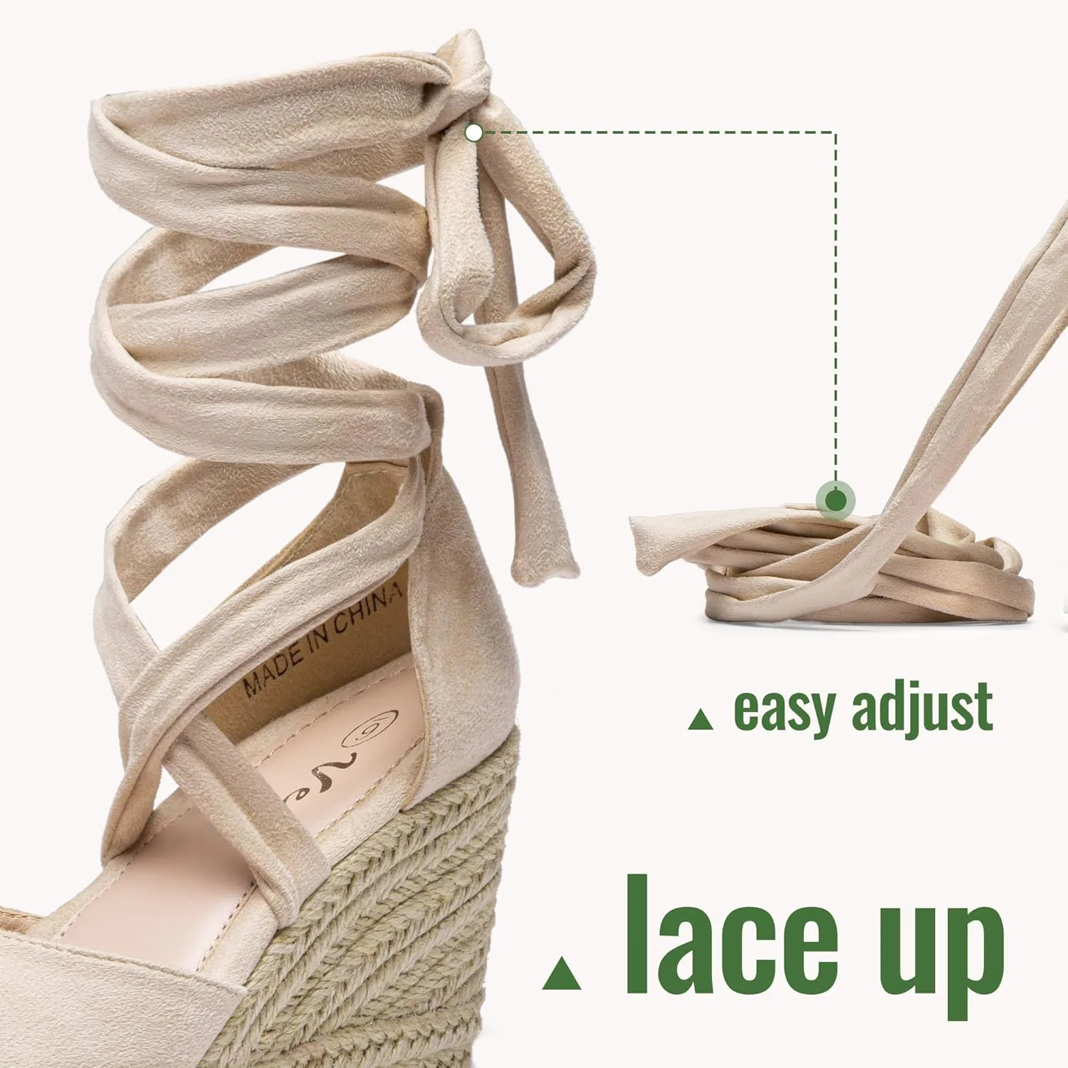 Vepose Women's Platform Wedge Sandals Rome Espadrilles Open Toe High Heel Sandals for Women with Lace-Up