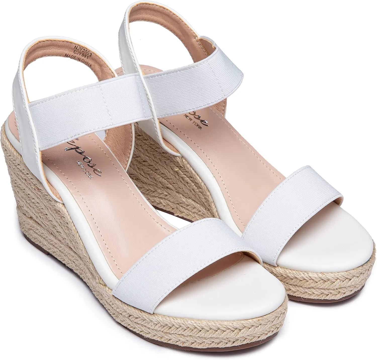 Vepose Women's Wedge Sandals Platform Espadrilles Sandals Elasitc Ankle Strap Open Toe 881 Sandals with 3.5" Inchs High Heel Summer Shoes