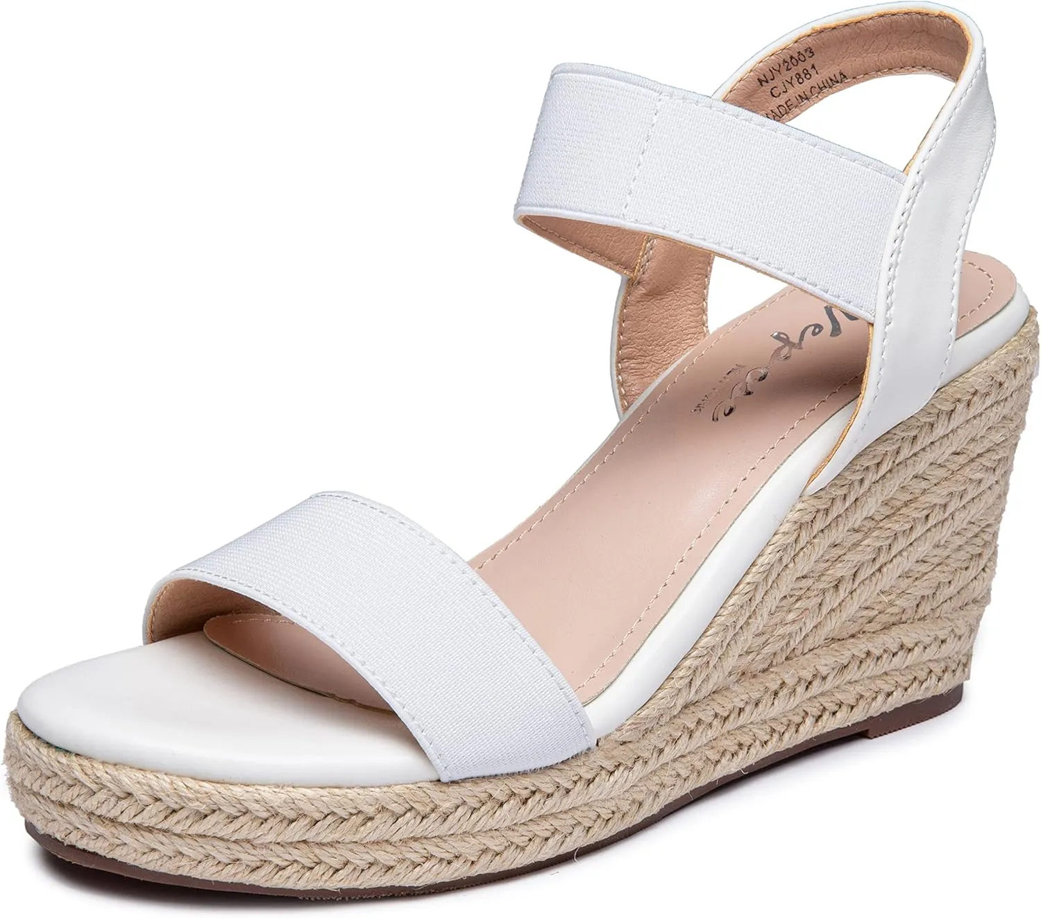 Vepose Women's Wedge Sandals Platform Espadrilles Sandals Elasitc Ankle Strap Open Toe 881 Sandals with 3.5" Inchs High Heel Summer Shoes