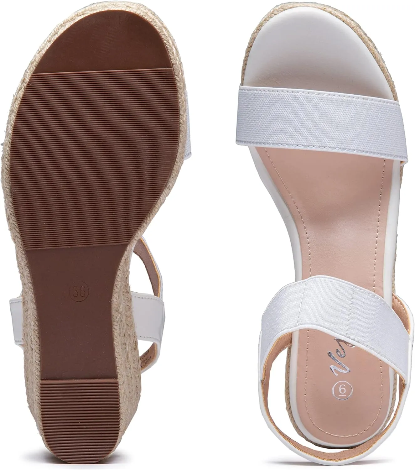 Vepose Women's Wedge Sandals Platform Espadrilles Sandals Elasitc Ankle Strap Open Toe 881 Sandals with 3.5" Inchs High Heel Summer Shoes