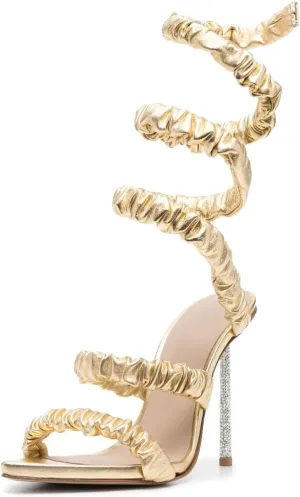 Vertundy Women's Wrap Strap High Heeled Sandals Around the Ankles Satin Slouchy Strappy Stiletto Glitter Bingbing Heel Pointed Toe Dress Sandal Lady