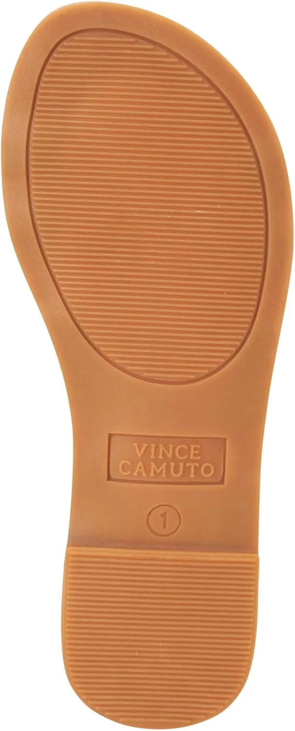 Vince Camuto Girls' Sandals - Open Toe Summer Strappy Flat Dress Shoes with Glitters and Secure Hook and Look Closure
