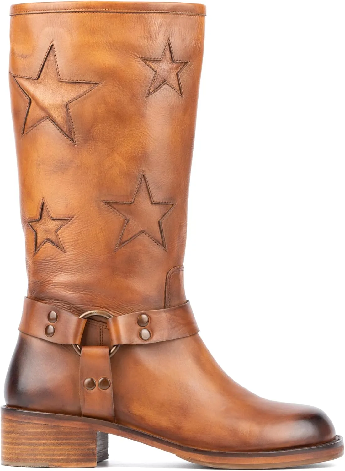 VINTAGE FOUNDRY CO. EST. 2014 Womens Mathilde Tall, Square Toe Boots, Cotton Lining, Block Heels Leather Outsole