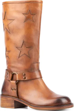 VINTAGE FOUNDRY CO. EST. 2014 Womens Mathilde Tall, Square Toe Boots, Cotton Lining, Block Heels Leather Outsole