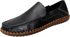 Vintage Loafers for Men's Suede Vamp Working Round Toe Solid Color Casual Block Heel Dress Slip-on
