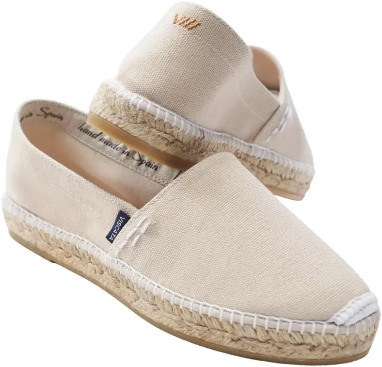 VISCATA Llafranc Canvas Espadrille Flats with Traditional White Stitching Soft Breathable Cotton Canvas and 100% Natural Jute Midsole for All Casual Occasions