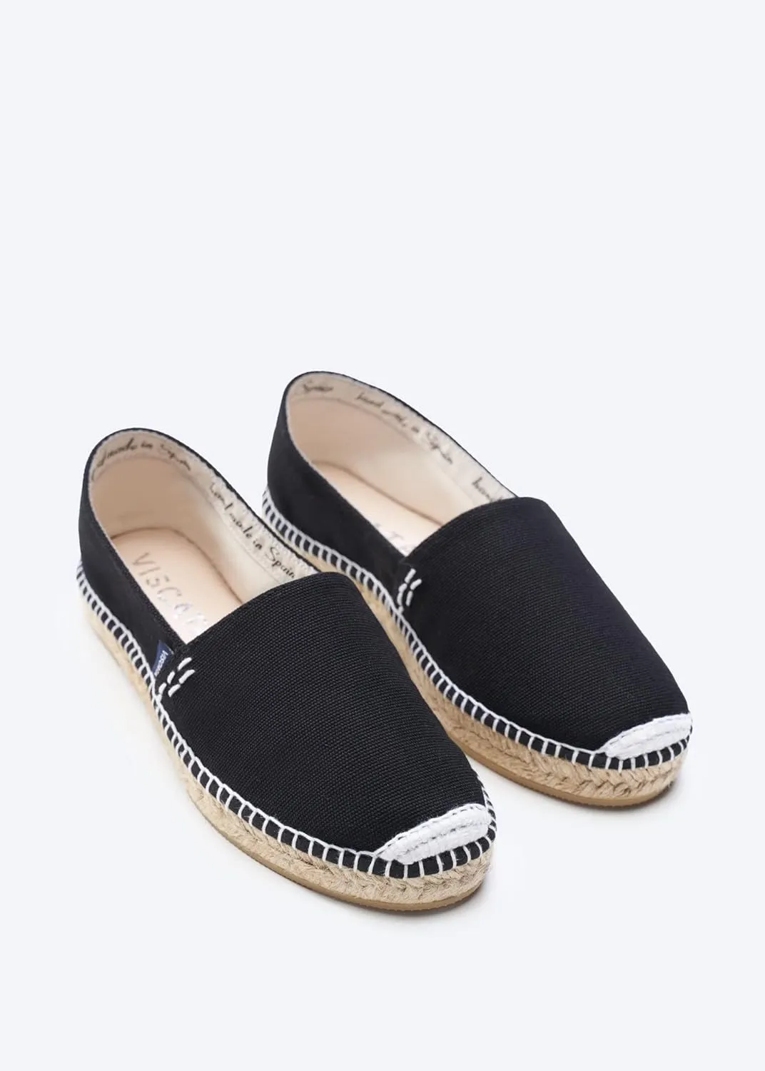 VISCATA Llafranc Canvas Espadrille Flats with Traditional White Stitching Soft Breathable Cotton Canvas and 100% Natural Jute Midsole for All Casual Occasions