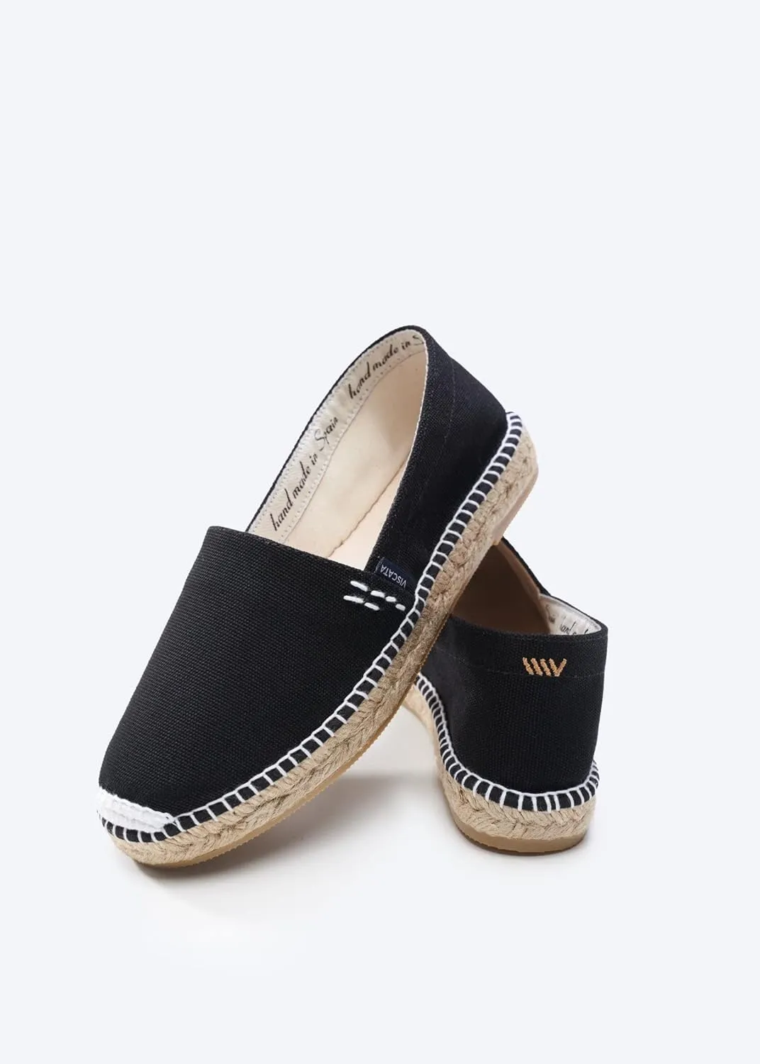 VISCATA Llafranc Canvas Espadrille Flats with Traditional White Stitching Soft Breathable Cotton Canvas and 100% Natural Jute Midsole for All Casual Occasions