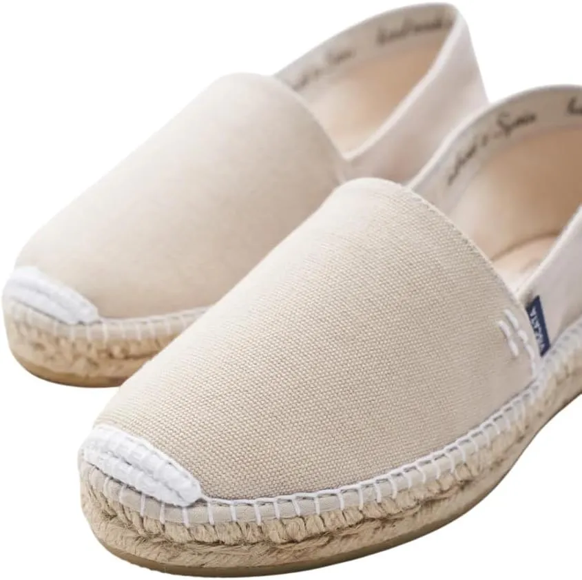 VISCATA Llafranc Canvas Espadrille Flats with Traditional White Stitching Soft Breathable Cotton Canvas and 100% Natural Jute Midsole for All Casual Occasions