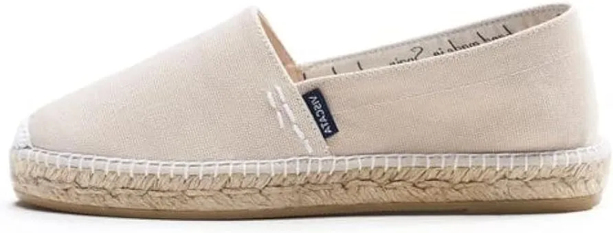 VISCATA Llafranc Canvas Espadrille Flats with Traditional White Stitching Soft Breathable Cotton Canvas and 100% Natural Jute Midsole for All Casual Occasions