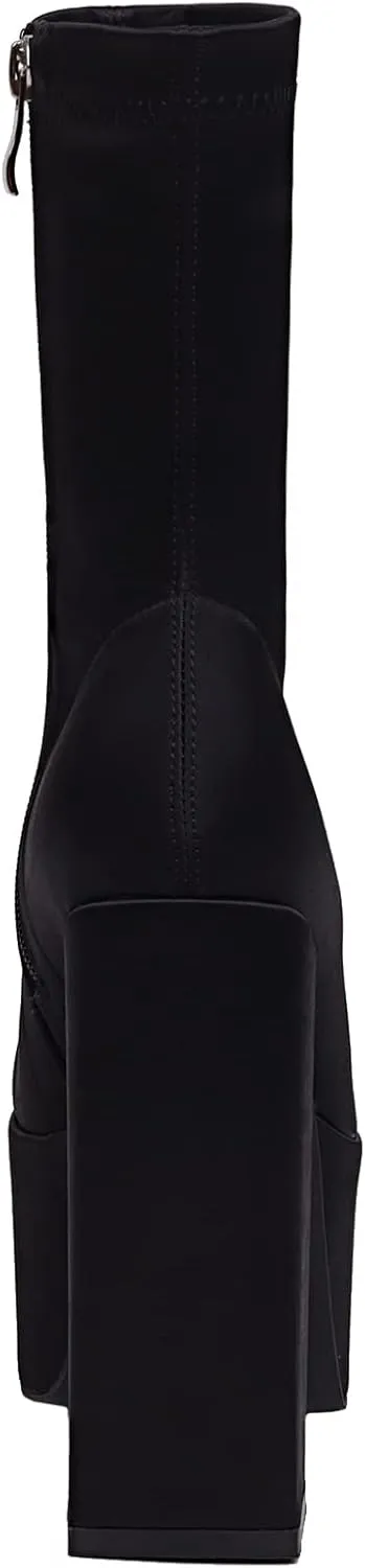 vivianly Women's Platform Ankle BootsHigh Chunky Heel Mid-Calf Boots