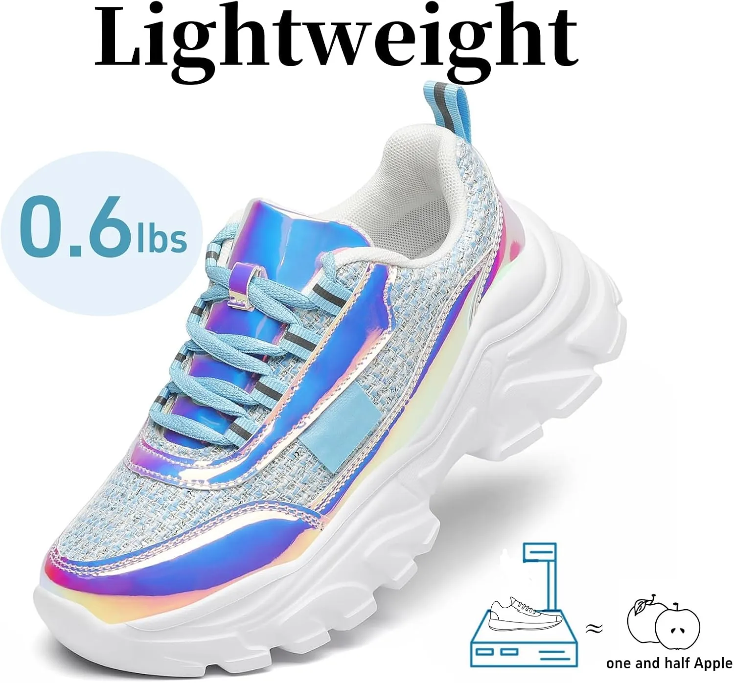 VZQ Chunky Sneakers for Women Leather Fashion Platform Walking Shoes Lightweight Comfortable Wedge Sports Sneakers