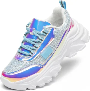 VZQ Chunky Sneakers for Women Leather Fashion Platform Walking Shoes Lightweight Comfortable Wedge Sports Sneakers