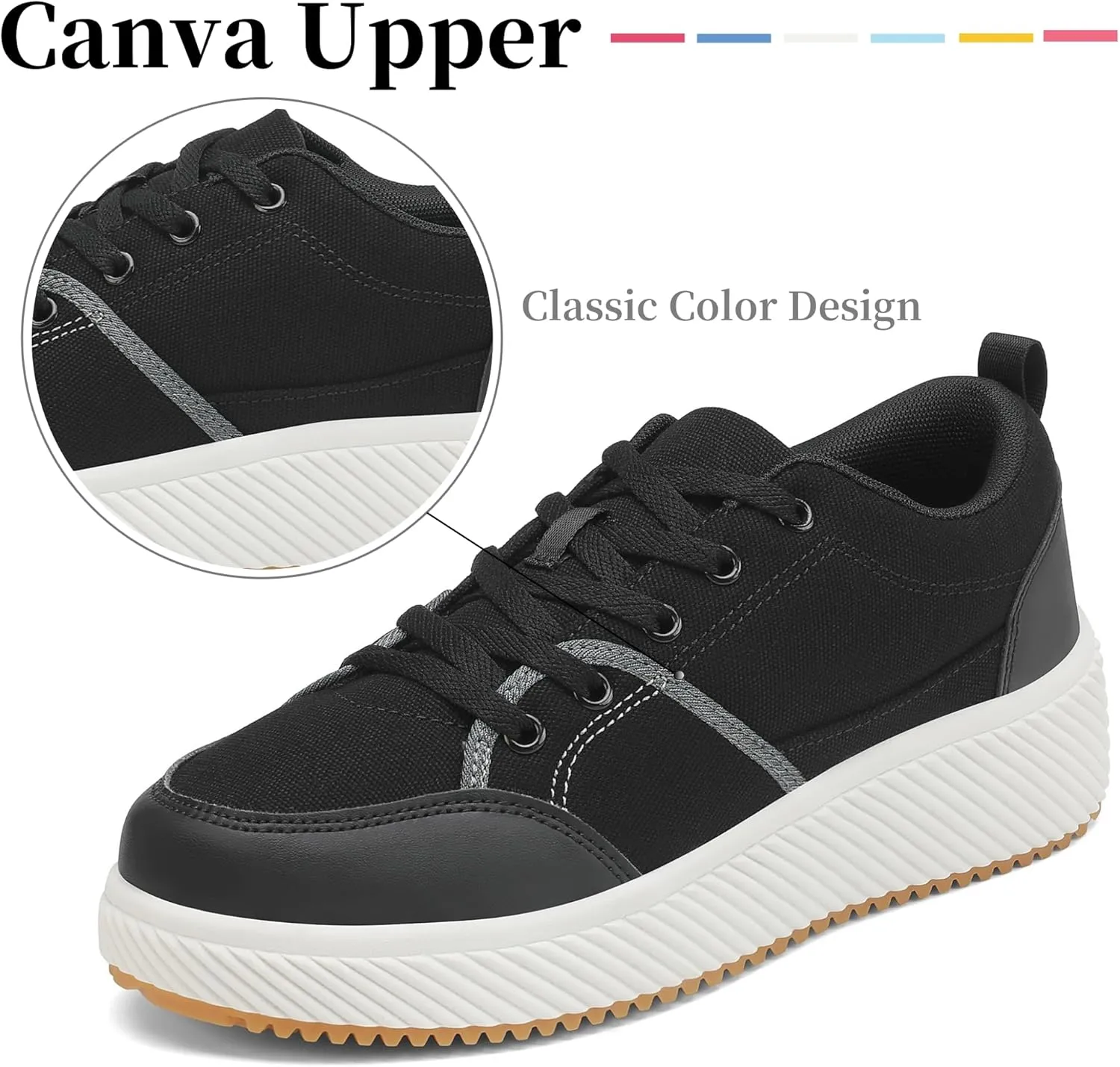 VZQ Platform Sneakers for Women,Comfortable Low Top Braided Womens Chunky Sneakers Casual Classic Tennis Shoes for Walking