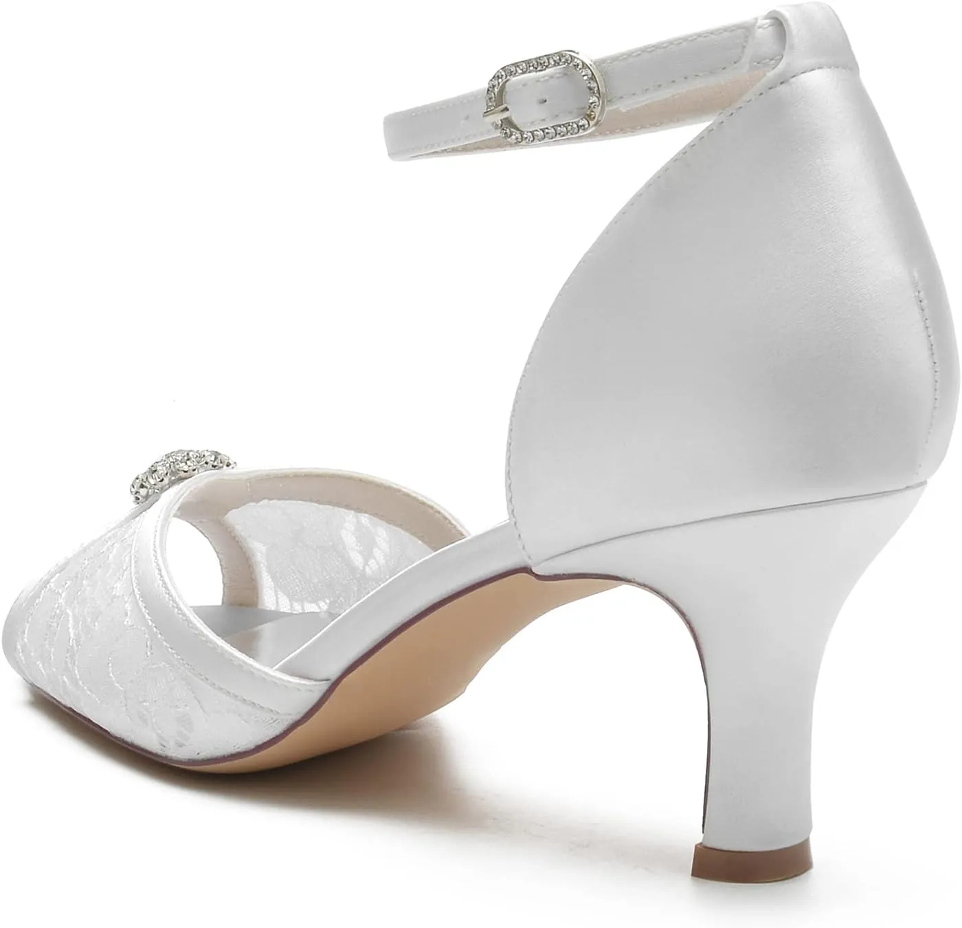 Wedding Bridal Shoes Women's Low Heel Pump Sandals Lace Pumps Shoes Women Low Heel Prom Evening Cocktail Dress Heels Sandal 6.5Cm