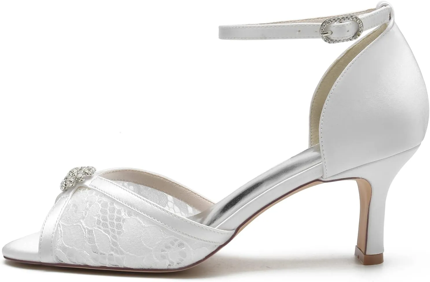 Wedding Bridal Shoes Women's Low Heel Pump Sandals Lace Pumps Shoes Women Low Heel Prom Evening Cocktail Dress Heels Sandal 6.5Cm