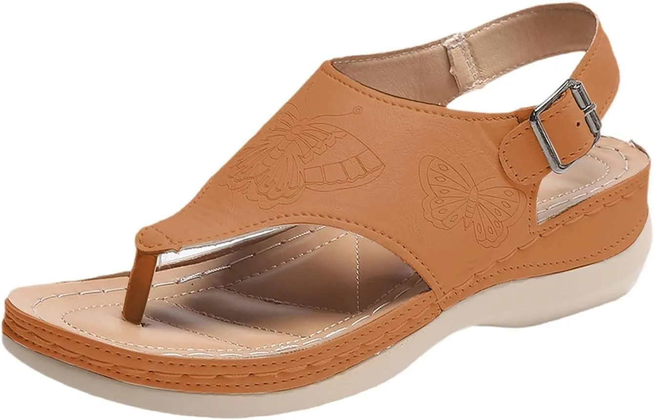 Wedge Sandals for Women Arch Support Orthopedic Sandal Comfortable Beach Flip Flops Dressy Casual Summer Low Heel Sandals Fashion Walking Wedges with Adjustable
