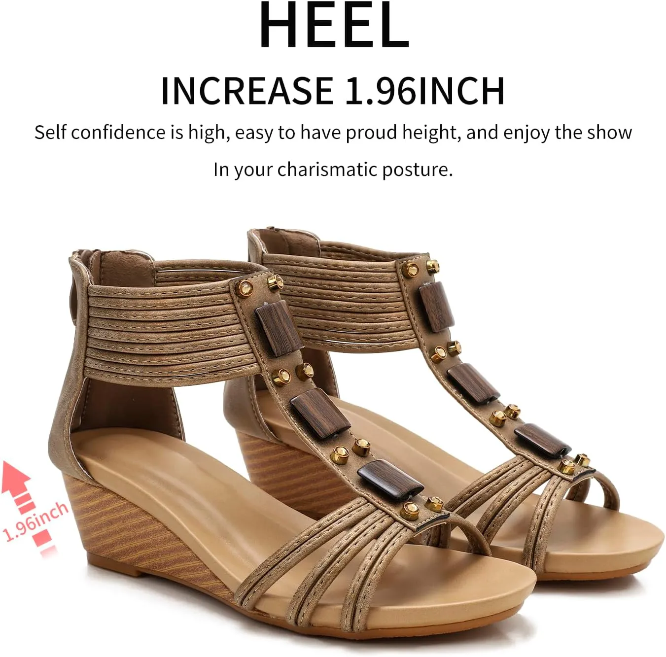 Wedge Sandals for Women Bohemia Open Toe Casual Summer Womens Sandals Roman High Heel Dressy Womens Beach Shoes