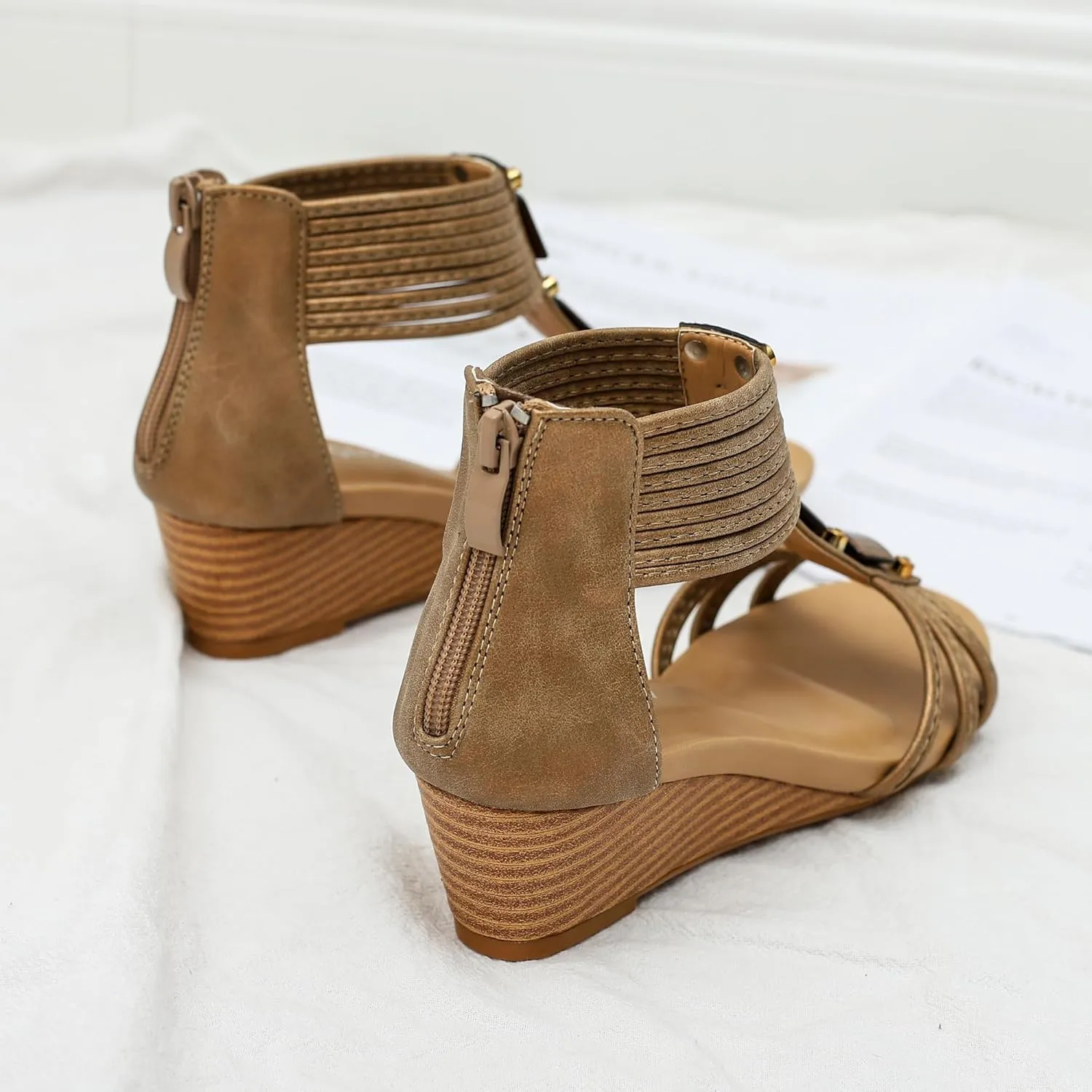 Wedge Sandals for Women Bohemia Open Toe Casual Summer Womens Sandals Roman High Heel Dressy Womens Beach Shoes