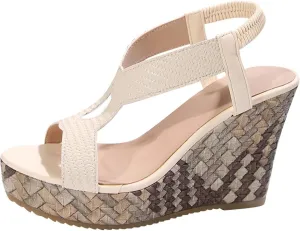 Wedge Sandals for Women Dressy 2025 Orthopedic Wedge Open Toe Ankle Strap Platform Sandals High Wedges Slip on Sandal Boho Beach Shoes Wedding Party Dress Shoes Low Heel Sandal 2025