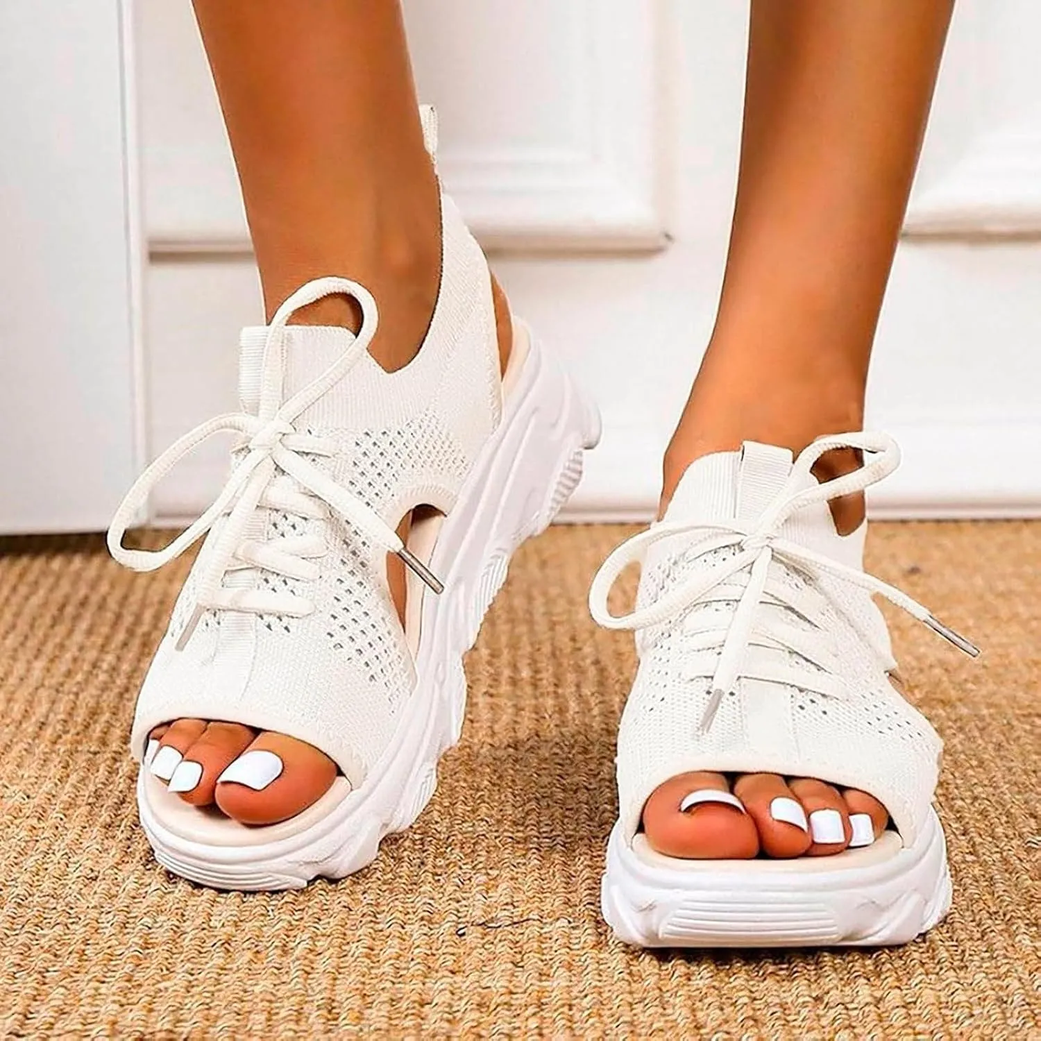Wedge Sandals for Women Orthopedic Slide Sport Sandals Open Toe Summer Dressy Platform Sandal Arch Support Wide Width Shoes Comfy Sports Knit Sandal Soft Sole Fashion Trendy Dressy Shoes 2025
