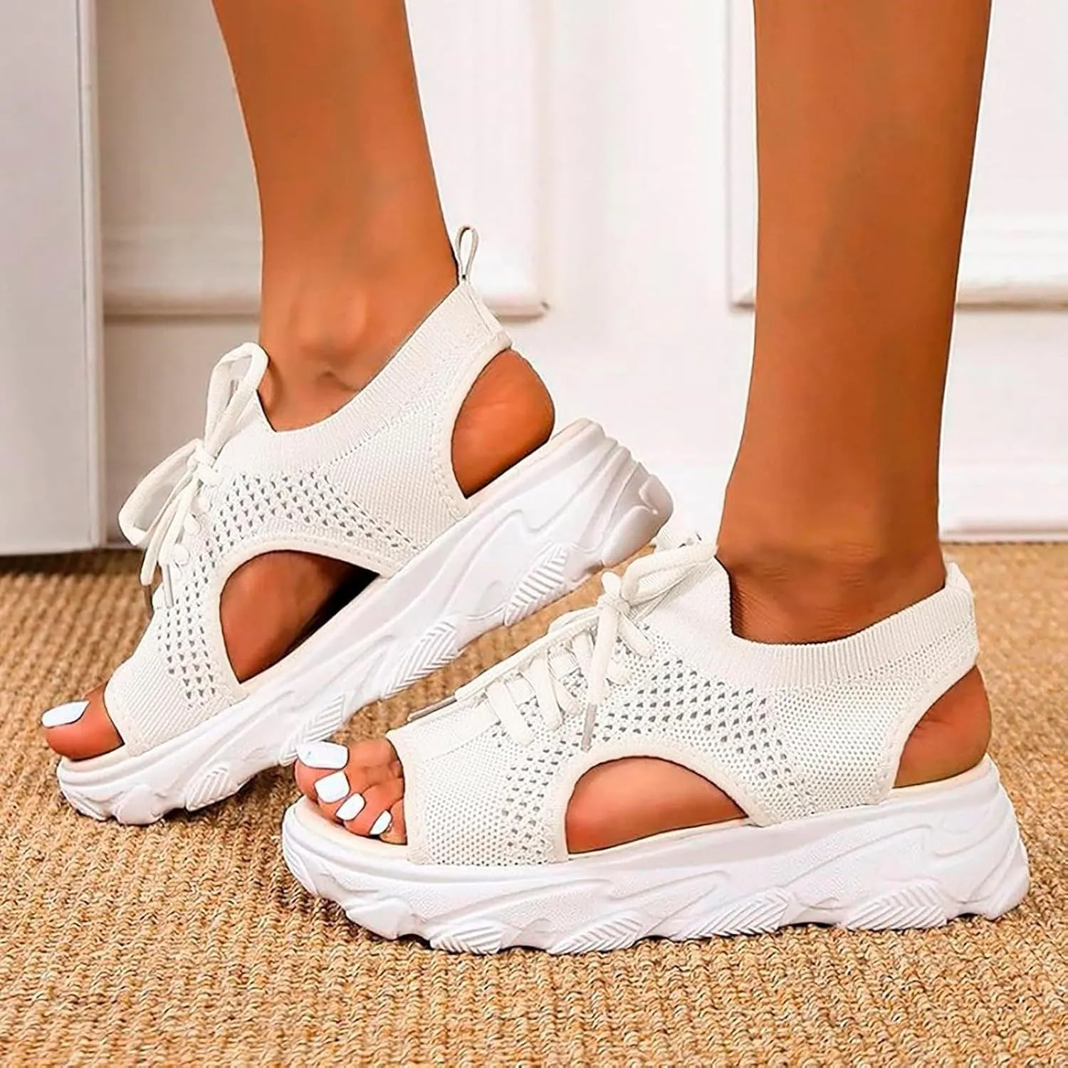 Wedge Sandals for Women Orthopedic Slide Sport Sandals Open Toe Summer Dressy Platform Sandal Arch Support Wide Width Shoes Comfy Sports Knit Sandal Soft Sole Fashion Trendy Dressy Shoes 2025