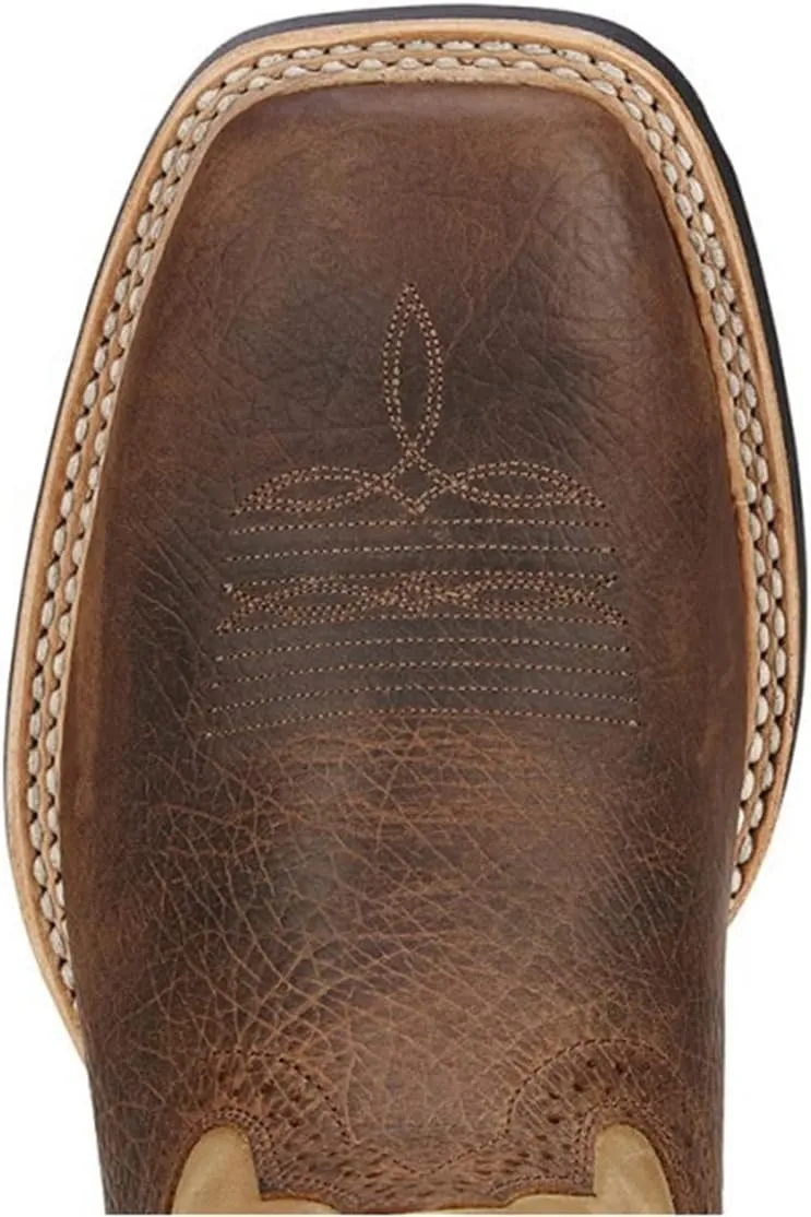 Western Cowboy Boots for Men Boot Embroidery Shoes Square Toe Mid Calf
