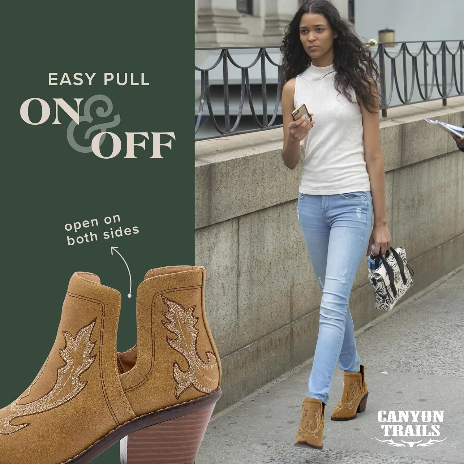 Western Cowboy Boots for Women - Durable Stack Heel and Ankle Style Cowgirl Boots - Comfortable Faux Leather Teen Girls & Women's Ankle Boots & Booties