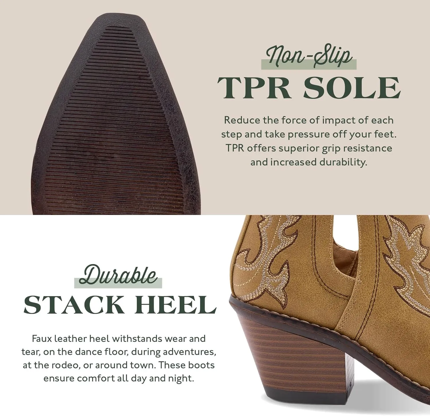 Western Cowboy Boots for Women - Durable Stack Heel and Ankle Style Cowgirl Boots - Comfortable Faux Leather Teen Girls & Women's Ankle Boots & Booties