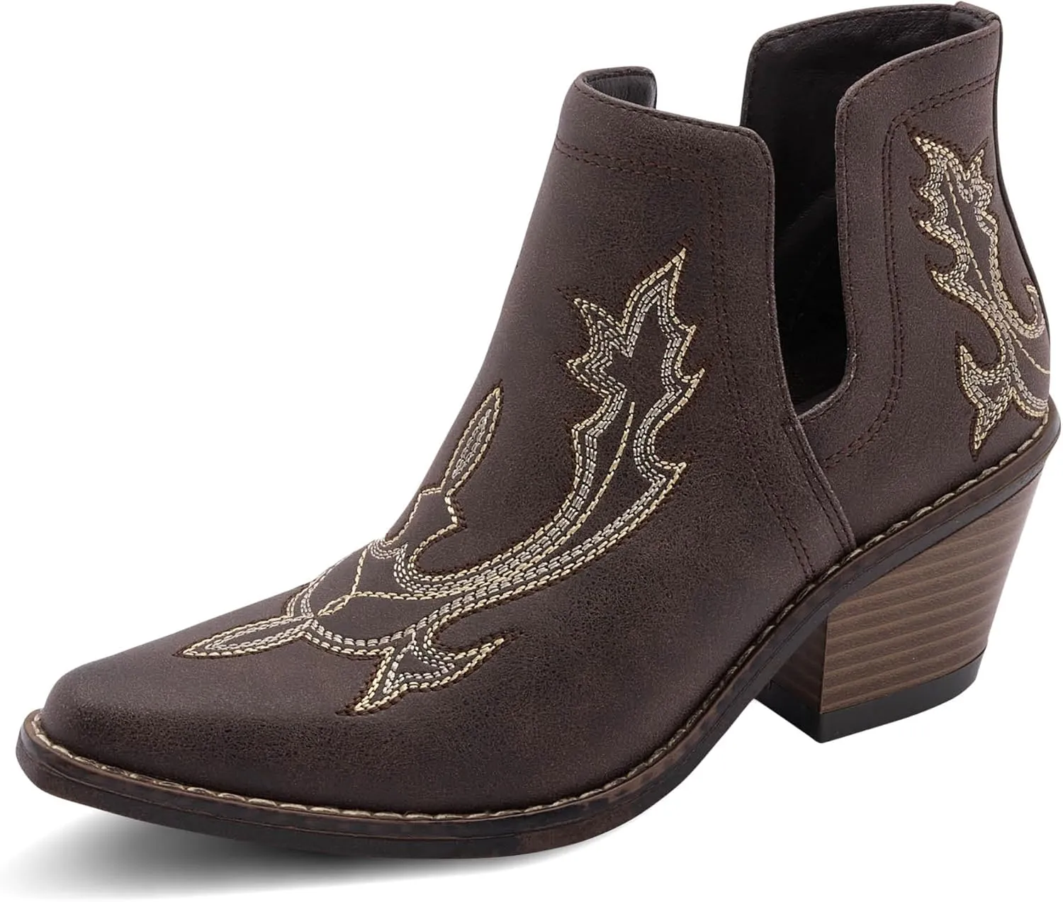 Western Cowboy Boots for Women - Durable Stack Heel and Ankle Style Cowgirl Boots - Comfortable Faux Leather Teen Girls & Women's Ankle Boots & Booties