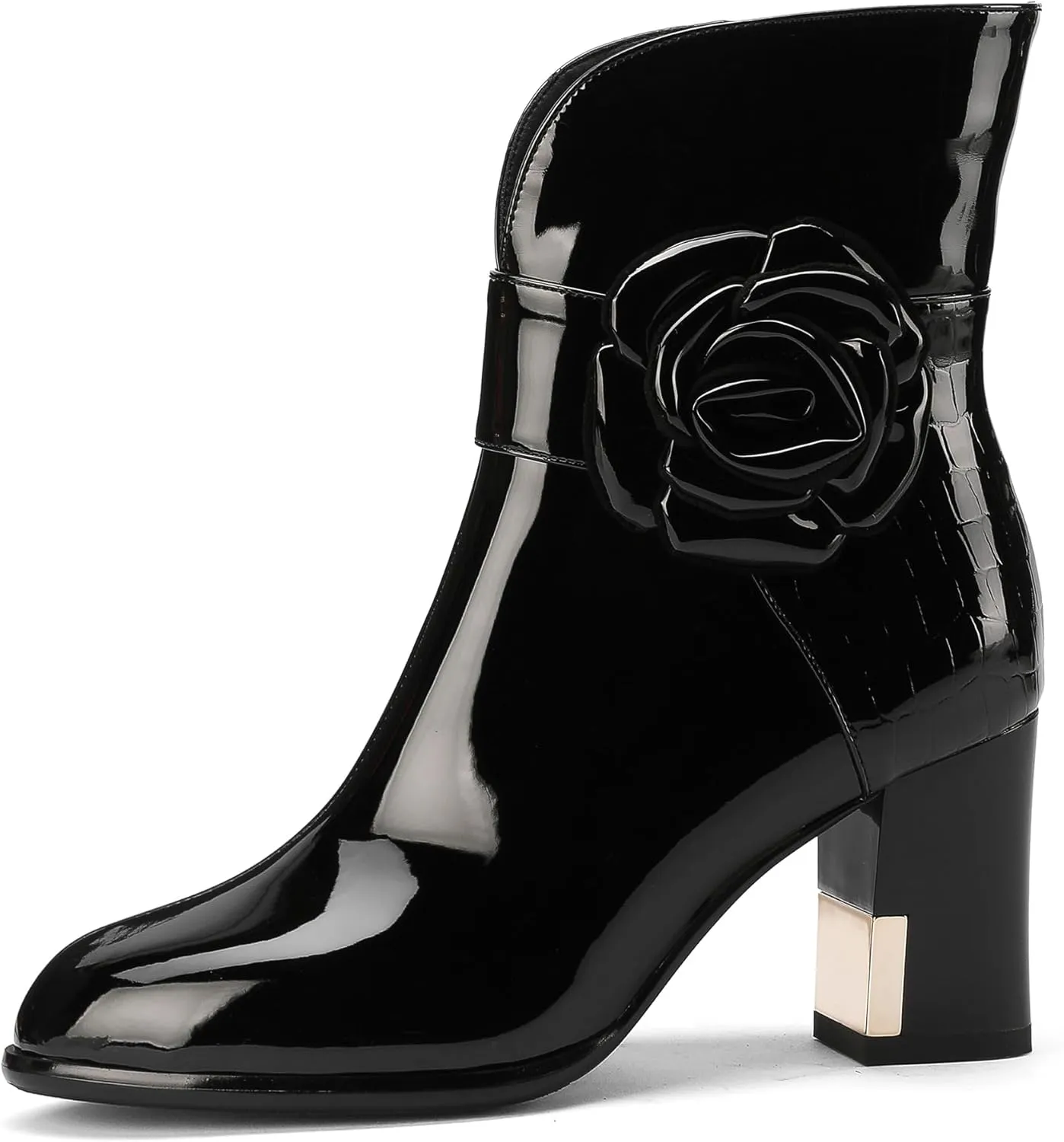 Western Gladiator Boots For Women Winter Ankle Extra Wide Calf Booties Botas Para Mujer Chelsea Leather Chunky Block Dress Combat Warm Lined Cowboy Cowgirl Ladies High Heels
