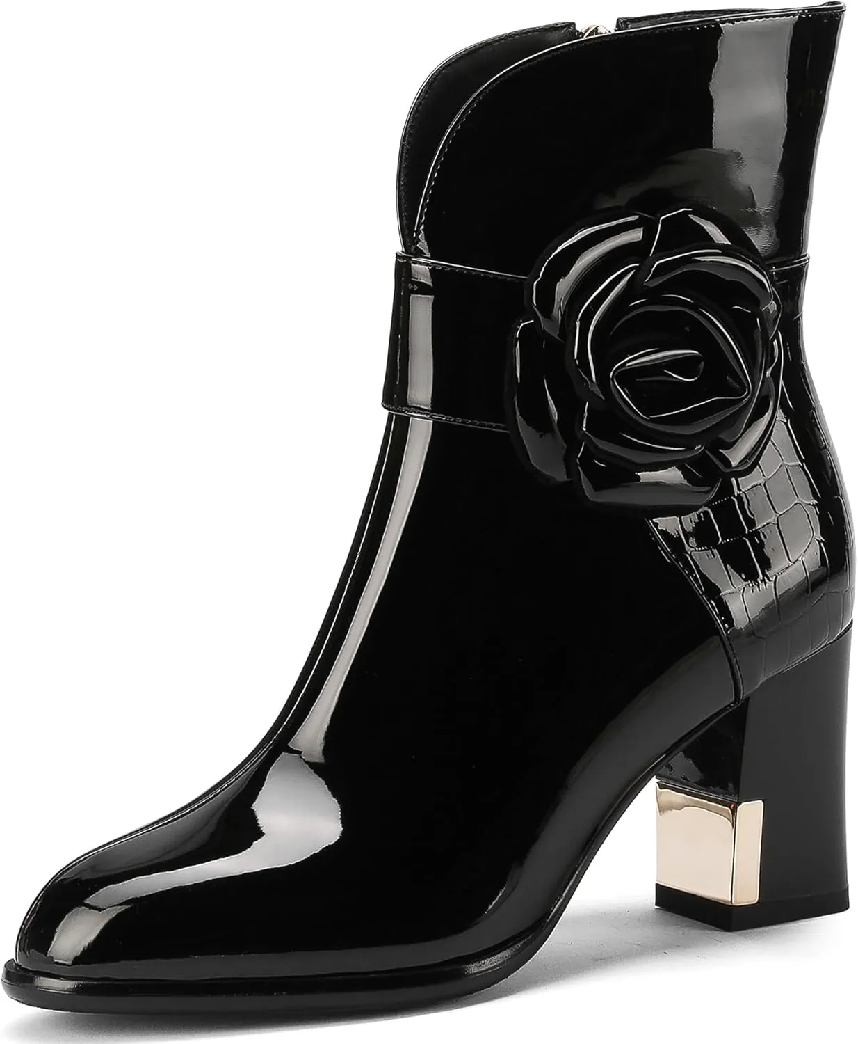 Western Gladiator Boots For Women Winter Ankle Extra Wide Calf Booties Botas Para Mujer Chelsea Leather Chunky Block Dress Combat Warm Lined Cowboy Cowgirl Ladies High Heels