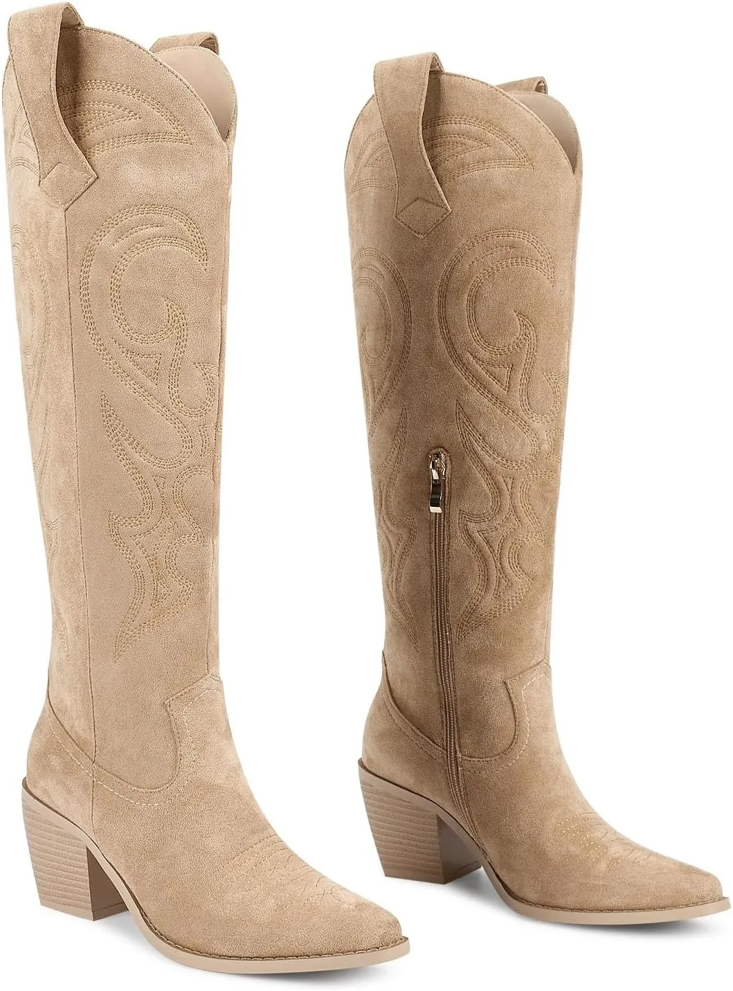 wetkiss Cowboy Boots for Women Knee High, Cowgirl Boots Women Rhinestone Comfort Fashion Tall Sparkling Western Boots Boots for Women