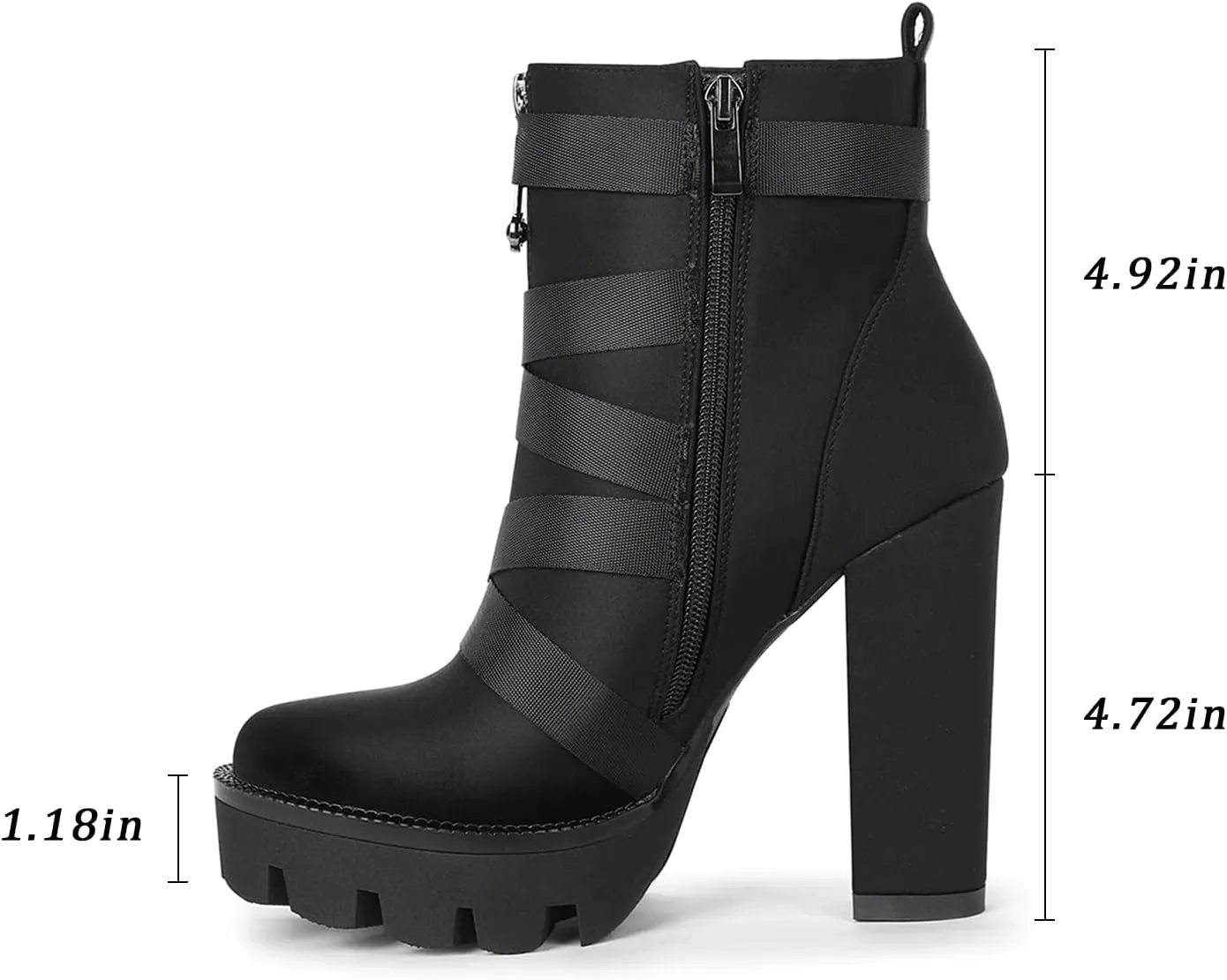 wetkiss Platform Boots for Women, Heeled Combat Boots Chunky Heel Booties Round Toe Lace Up High Heel Ankle Boots