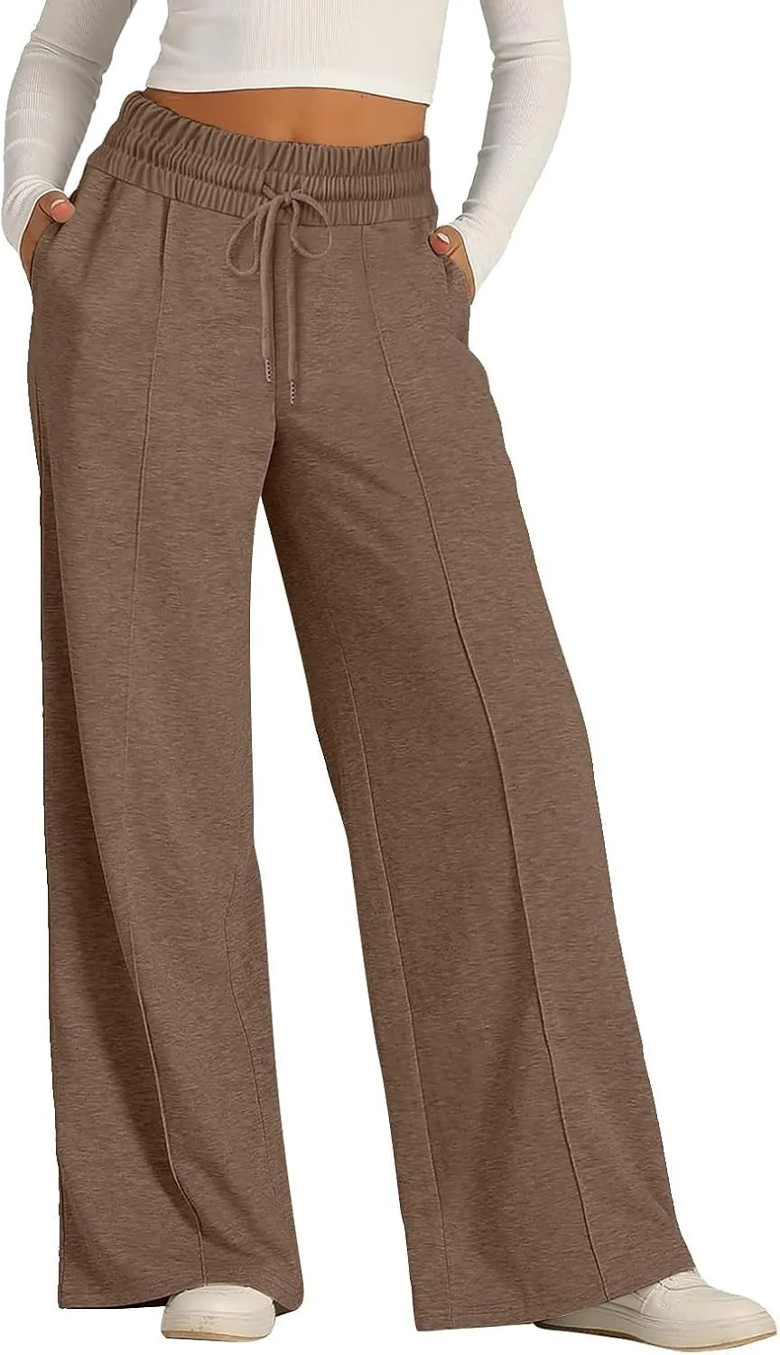 Wide Leg Sweatpants Women Drawstring High Waisted Joggers Casual Y2k Trouser Sweat Palazzo Pants with Pockets