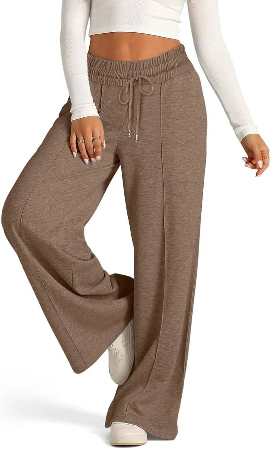 Wide Leg Sweatpants Women Drawstring High Waisted Joggers Casual Y2k Trouser Sweat Palazzo Pants with Pockets
