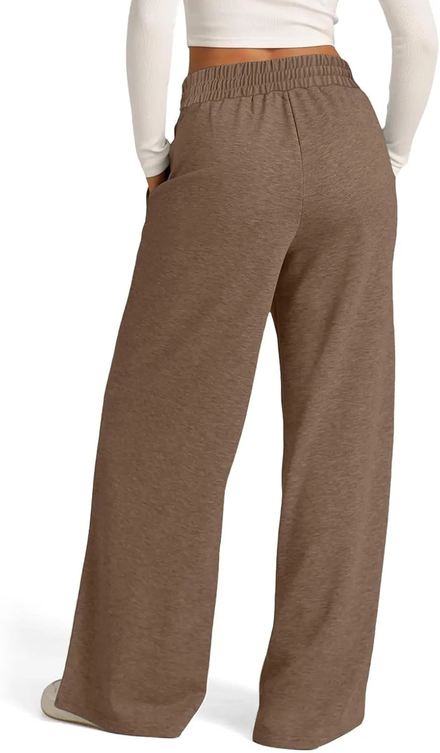 Wide Leg Sweatpants Women Drawstring High Waisted Joggers Casual Y2k Trouser Sweat Palazzo Pants with Pockets